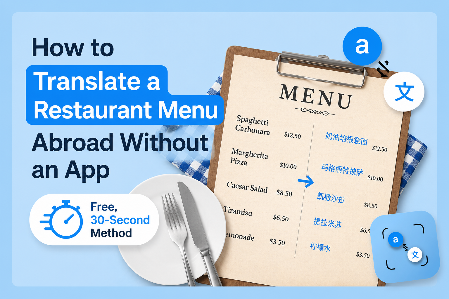 How to Translate a Restaurant Menu Abroad Without an App (Free, 30-Second Method)